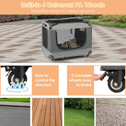 Sammenklappelig kattevogn fire hjul netpaneler grå 82