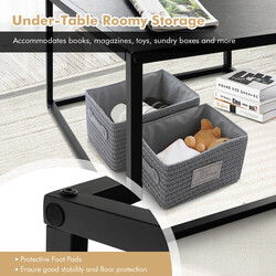 Sofabord sort stålram marmormønster 70x70x40 cm nem montering