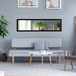 Helkropsspejl sort rektangulær 33 x 119 cm med dørkrog