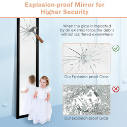 Helkropsspejl sort rektangulær 33 x 119 cm med dørkrog