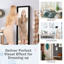 Helkropsspejl sort rektangulær 33 x 119 cm med dørkrog