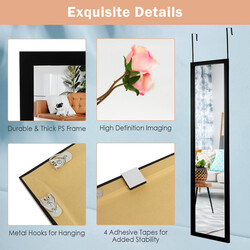 Helkropsspejl sort rektangulær 33 x 119 cm med dørkrog