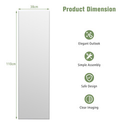 Væg spejl glas 110x38 cm rektangulær sølv facetteret kant