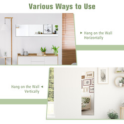 Væg spejl glas 110x38 cm rektangulær sølv facetteret kant