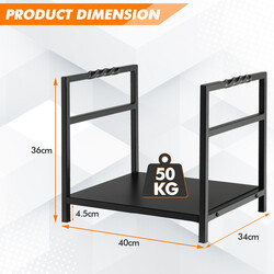 Stål vedstativ 40 cm bred sort med bundplade og håndtag
