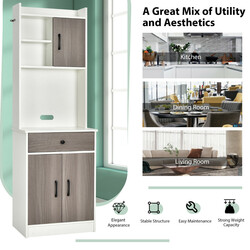 Køkkenskab i træ hvid 60x40x180 cm med skuffe og justerbare hylder