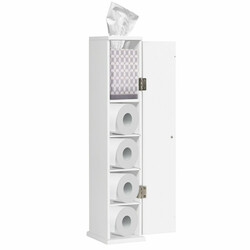 Toiletpapirskab MDF 15x16x69 cm hvid fem justerbare hylder pladsbesparende vandbestandig overflade