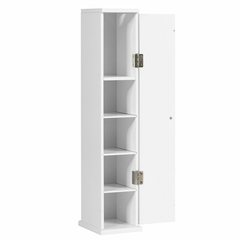 Toiletpapirskab MDF 15x16x69 cm hvid fem justerbare hylder pladsbesparende vandbestandig overflade
