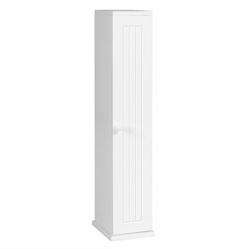 Toiletpapirskab MDF 15x16x69 cm hvid fem justerbare hylder pladsbesparende vandbestandig overflade