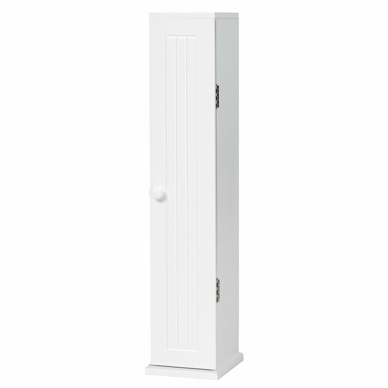 Toiletpapirskab MDF 15x16x69 cm hvid fem justerbare hylder pladsbesparende vandbestandig overflade