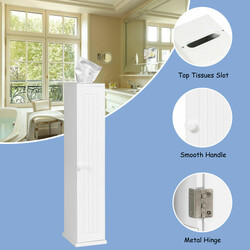 Toiletpapirskab MDF 15x16x69 cm hvid fem justerbare hylder pladsbesparende vandbestandig overflade