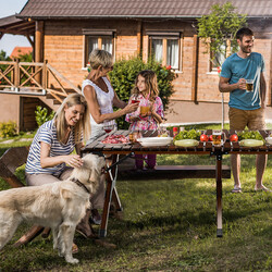 Sammenklappeligt bambus campingbord 122 x 60 x 43