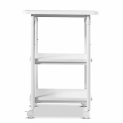 Printerstativ justerbar højde fire hjul tre niveauer hvid 49x40x67-77 cm