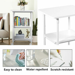 Printerstativ justerbar højde fire hjul tre niveauer hvid 49x40x67-77 cm