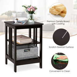 Sengebord MDF kaffe 40x40x61 cm med opbevaring til stue og soveværelse