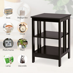 Sengebord MDF kaffe 40x40x61 cm med opbevaring til stue og soveværelse