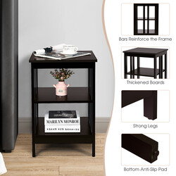 Sengebord MDF kaffe 40x40x61 cm med opbevaring til stue og soveværelse