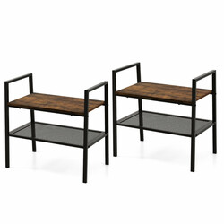 Skostativ i træ og stål brun sort 54x32x52 cm to niveauer