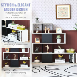 Bogreol sort-hvid træ 5 hylder 120x19