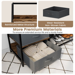 Tøjstativ med skobænk stål træ 122 x 40 x 180 cm brun