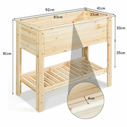 Trædyrkebænk i fyr 92 x 41 x 81 cm med opbevaringshylde