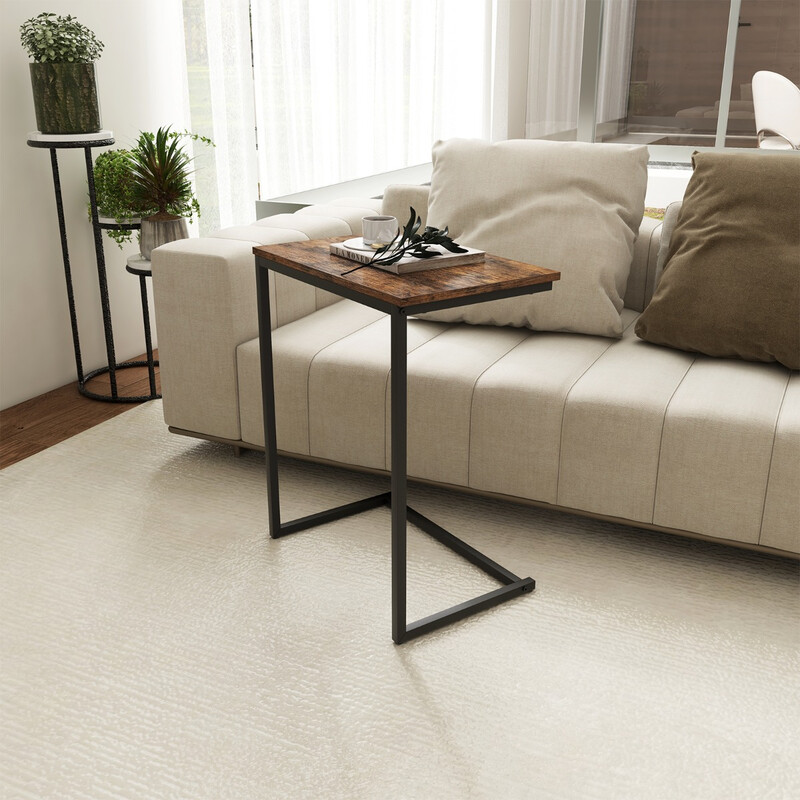 C-formet sidbord træ metal 55x36x67