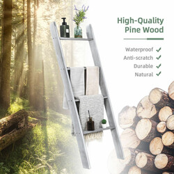 Opbevaringsstige i fyrretræ 4 niveauer 50x7