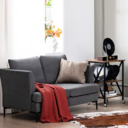 Tosæders sofa grå ergonomisk design med aftagelige puder 141x80x72 cm