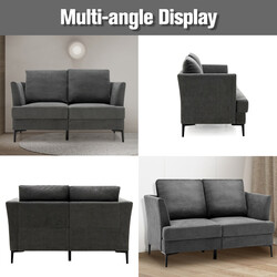 Tosæders sofa grå ergonomisk design med aftagelige puder 141x80x72 cm