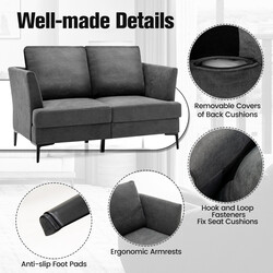 Tosæders sofa grå ergonomisk design med aftagelige puder 141x80x72 cm