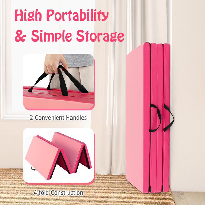 Træningsmåtte 240 x 117 x 5 cm aftagbart PU‑læderovertræk rød/rosa