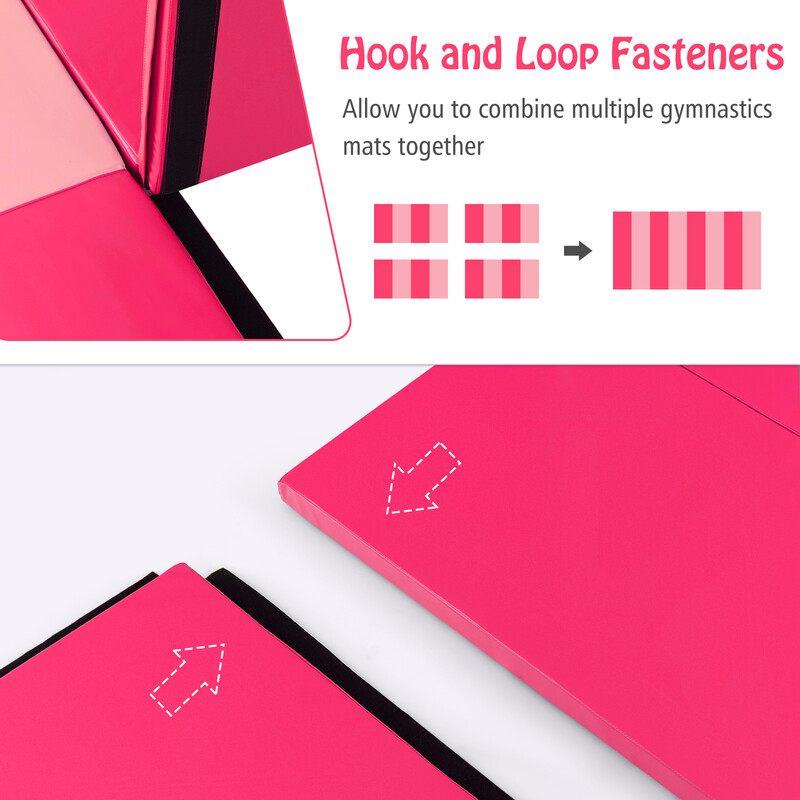 Træningsmåtte 240 x 117 x 5 cm aftagbart PU‑læderovertræk rød/rosa
