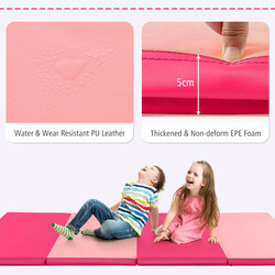 Træningsmåtte 240 x 117 x 5 cm aftagbart PU‑læderovertræk rød/rosa