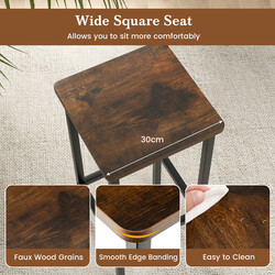 Barstole 4 styk med fodstøtte brun træ‑jern 30x30x72 cm 100 kg