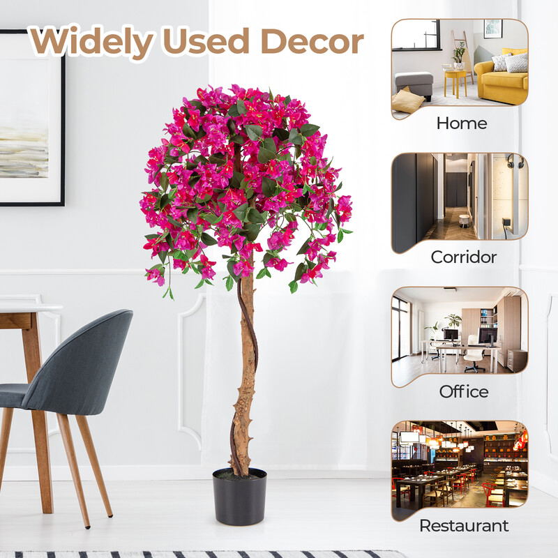 Kunstigt azaleatræ 135 cm rosa med 312 blomster i cementkrukke