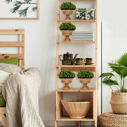 4 kunstige mini grantræer med vintagepotter 26x26x30 cm indendørs