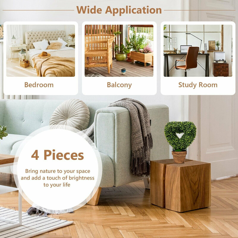 4 stk kunstige hjerteformede planter i papirkurv 30x30x37 cm