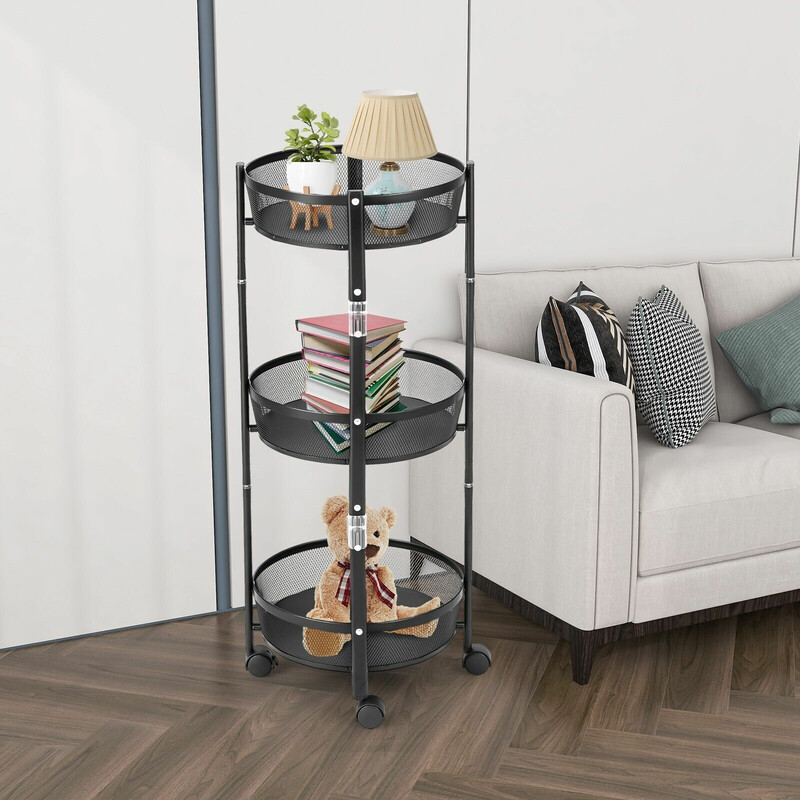 Metalvogn 3-etagers sort sammenfoldelig 37