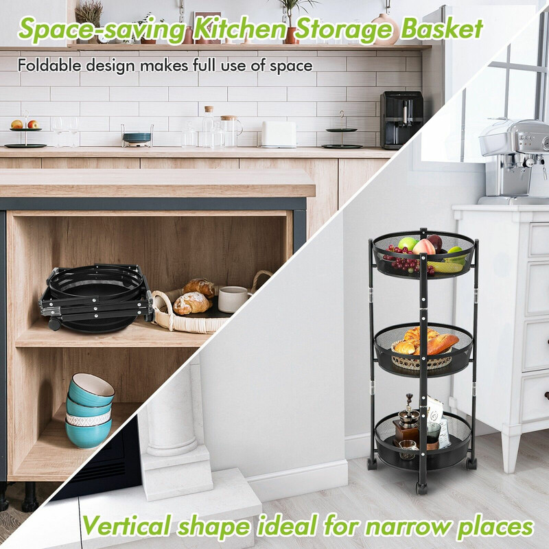 Metalvogn 3-etagers sort sammenfoldelig 37