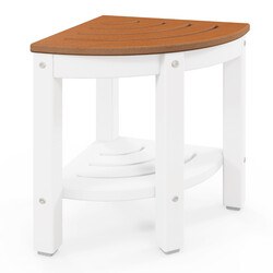 Hjørnebænk i hvid HDPE med ekstra hylde 32x32x44 cm 150 kg