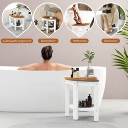 Hjørnebænk i hvid HDPE med ekstra hylde 32x32x44 cm 150 kg