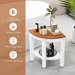 Hjørnebænk i hvid HDPE med ekstra hylde 32x32x44 cm 150 kg