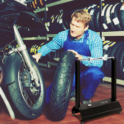 Bærbar hjulbalancebænk sort stål til motorcykel 40