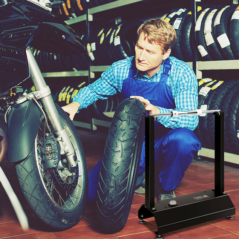 Bærbar hjulbalancebænk sort stål til motorcykel 40