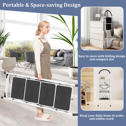 Foldbar 4-trins stålstige med gummihåndtag 150 kg belastning 46 x 90 x 136 cm