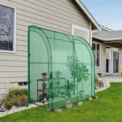 Folie drivhus med blomsterbænk og lynlåsdøre 198x98x215 cm grøn