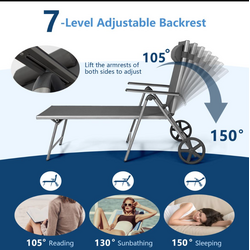 Aluminium liggestol sammenklappelig med hjul justerbart ryglæn grå 137