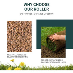 Græsvalse i galvaniseret stål 90 cm cylinderdiameter 30 cm 63 l