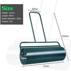 Græsvalse i galvaniseret stål 90 cm cylinderdiameter 30 cm 63 l