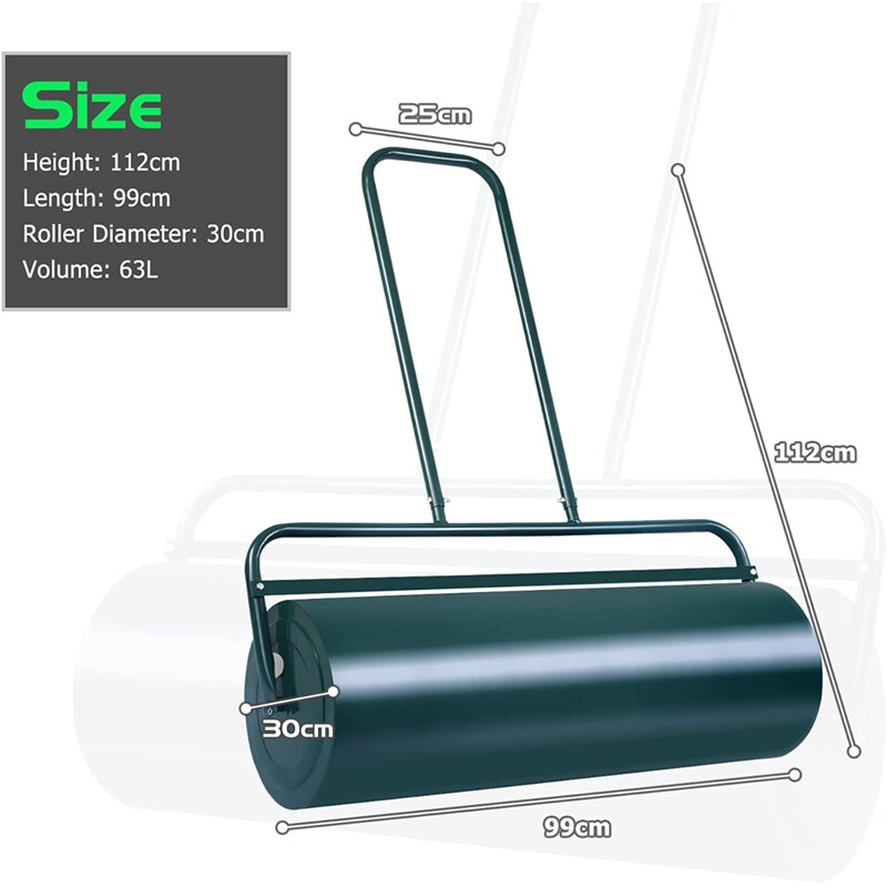 Græsvalse i galvaniseret stål 90 cm cylinderdiameter 30 cm 63 l